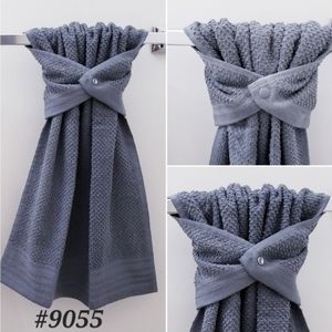 💙NEW! #9055-C ■SOLID GRAY Hang'N'Snap HAND Towel 🤍Select snap